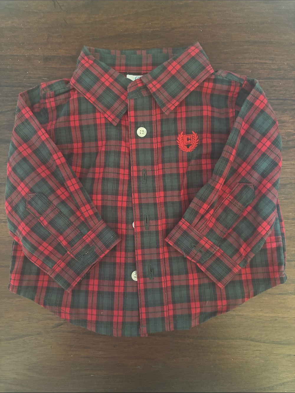 Chaps Red & Black Plaid Button-Down Shirt - Kids